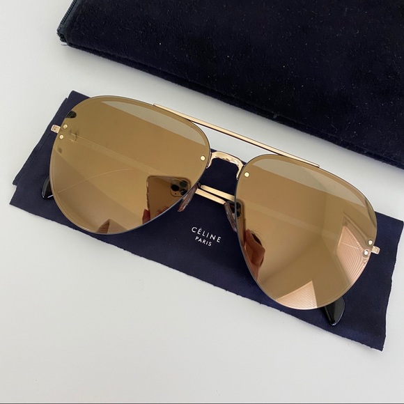 CÉLINE GOLD/BRONZE MIRROR AVIATOR 41391S J5G - Picture 6 of 14